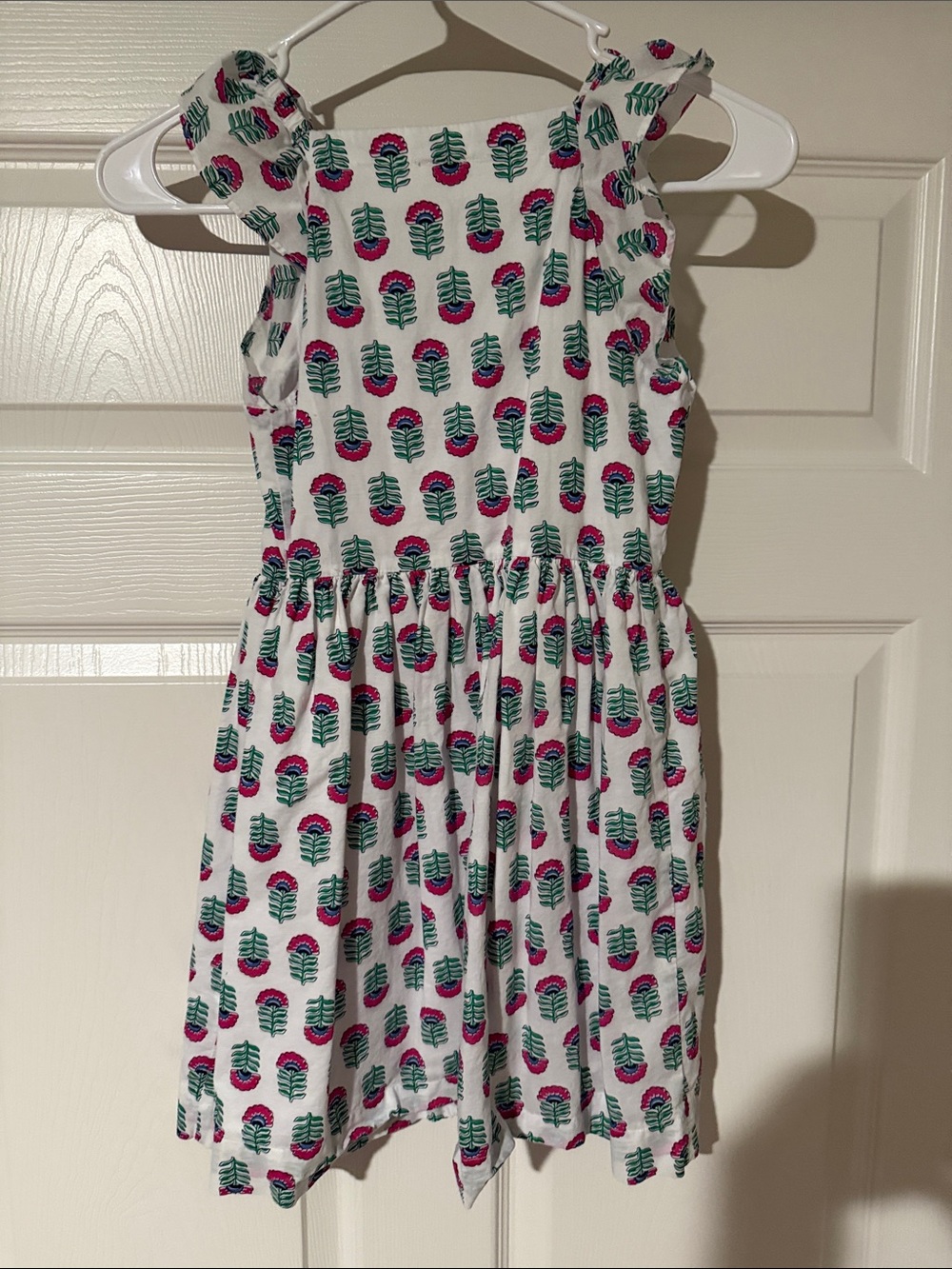 Crewcuts White Cotton Dress with Pink & Green Floral Print - Picture 6 of 6